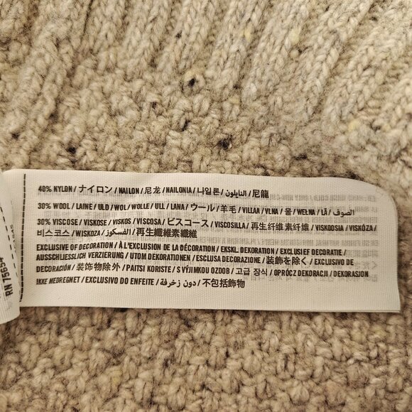 ABERCROMBIE & FITCH Hooded Cable-knit Wool-blend Sweater Oatmeal Preppy Size XL - Picture 5 of 10